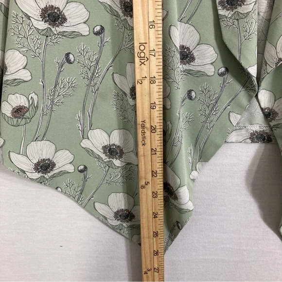 Mod Cloth Floral Green White Open Front Lightweight Jacket Large - Picture 4 of 8